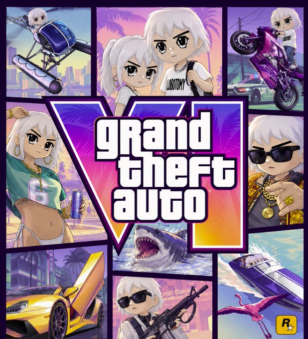 The image features a poster for Grand Theft Auto V, which includes various characters from the game such as a girl with blonde hair wearing sunglasses, a boy holding a gun, and other characters. The poster also includes a car and a boat, adding to the overall theme of the game. The post about GM Solana Summer is related to the image because it features a character named "Wagmi" who is associated with the game. This character can be seen in different scenes from the game, such as driving a car or holding a gun. The presence of this character and the overall theme of the poster suggest that the game may have a connection to the summer season or the popular culture references to the movie "Wagani."