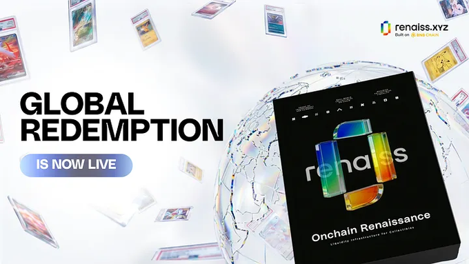 A promotional graphic for "rendlss.xyz" advertising "GLOBAL REDEMPTION IS NOW LIVE" with the tagline "Onchain Renaissance."