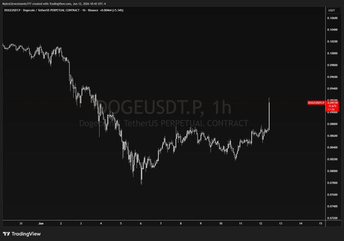 The image shows a graph of Dogecoin's price movement against the S&P 500 index, which indicates that Dogecoin has outperformed the S&P 500 in recent days or weeks. This may suggest that the cryptocurrency market has become increasingly favorable for those who invest in it and is gaining popularity as a speculative asset among traders and investors alike.