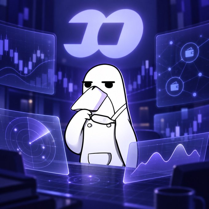 A cartoon character with a thoughtful expression sits amid glowing blue holographic screens displaying trading charts and wallet icons, with a stylized "FOMO" logo prominently featured at the top, visually reinforcing the post's promotion of Fomo's research, wallet lookup, and token tracking tools.