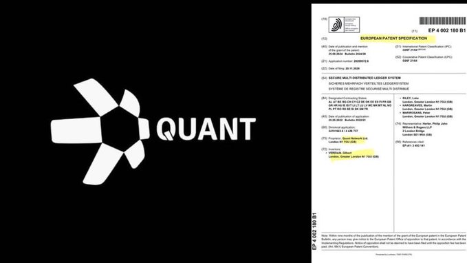 A graphic featuring the 'XQUANT' logo next to a European Patent Specification document (EP 4 002 180 B1).