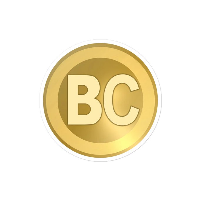 A gold coin-style logo with the letters 'BC' embossed in the center.