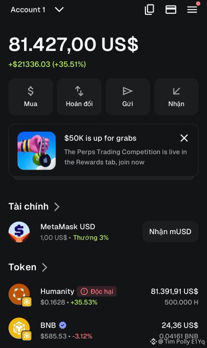 The image features a phone screen with various apps displayed, including a cryptocurrency wallet, a gaming app, and a message from someone named Maiu. The screenshot shows that $1,427,000 has been transferred, indicating a significant amount of wealth or value associated with this exchange. The phone's wallpaper is also rendered in black, which may contribute to the overall mood of dissatisfaction conveyed by the message from Maiu. In summary, the image seems to represent someone who has experienced financial gain, as they are now referred to as a "banking billionaire" and the transfer amount signifies their increased wealth or value.