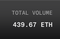 A dark screen displays 'TOTAL VOLUME' at the top with '439.67 ETH' shown in large text below.