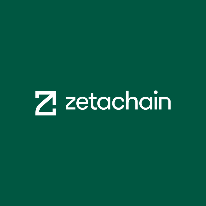 The image displays the ZetaChain logo, featuring a stylized white "Z" icon alongside the text "zetachain" on a dark green background. This branding corresponds to the announcement that ZetaChain tokenholders have overwhelmingly voted to wind down its layer-1 blockchain and migrate ZETA to Solana.