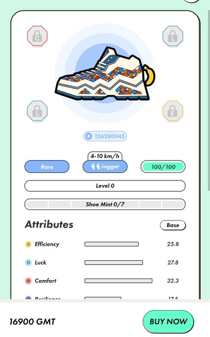 The image features an advertisement or a picture of a shoe with a green background. It appears that someone has screenshot the photo, possibly from social media or another platform. The caption accompanying the image is a punny way of describing the situation - "#stepnI rescued this shoe that was lying on the floor! Among the ones lined up in the market, I think it' s pretty good, but at least it hasn't sold for half a day... Maybe I'll level it up and try opening the horn!" The image seems to convey an attitude of resilience or determination.