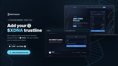 The image appears to be a dark-themed digital interface or webpage advertising a "$XDNA trustline" and "Live TRON Trustline," showing mock-ups of trading software and token metrics. It does not depict Alex Jones or any content related to XRP, regulators, or Ripple, making it visually unrelated to the accompanying post about Alex Jones' claims regarding XRP.