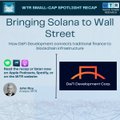 The image shows a promotional graphic for "Bitcoin 🧡 Capitol Hill" featuring an upcoming episode titled "Bringing Solana to Wall Street," highlighting Solana ($SOL) as a real-world treasury asset with discussion of its fundamentals and price ($129.41). The graphic features a banner, sponsor logos (Coinbase, Delphi Digital, NYDIG, etc.), and episode details that align with the post's emphasis on $SOL's fundamentals and competitive advantage among smart contract platforms.