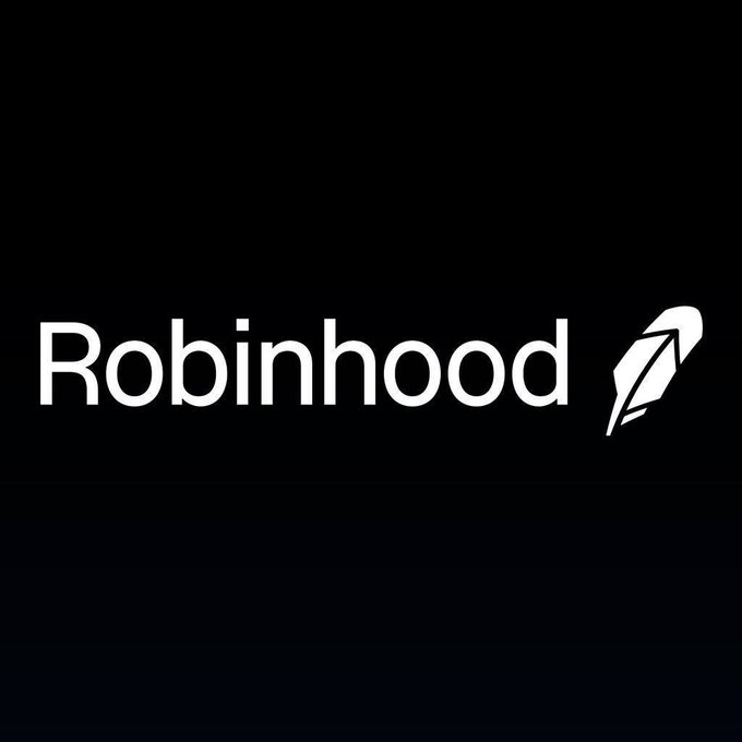 The Robinhood logo displayed in white text alongside a stylized feather/arrow icon on a black background.