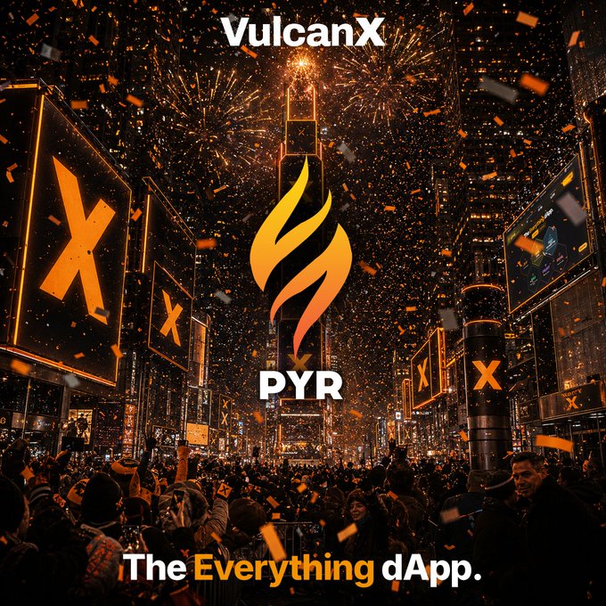 The image features a large crowd of people gathered together, with many of them holding up signs that say "PYR" or "ELY". The scene takes place at night, with fireworks exploding above the crowd, creating an exciting atmosphere. The text in the image reads "The Everything dApp. What does it mean? ELY. OGs know and so should you." This message suggests that the event is related to a new app called "PYR" or "ELY", possibly a social media platform or a digital currency, and emphasizes the importance of understanding its purpose and implications for users.