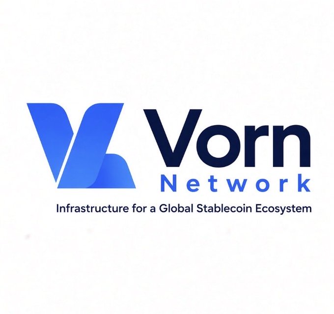 A corporate logo for 'Vorn Network' with the tagline 'Infrastructure for a Global Stablecoin Ecosystem' displayed beneath the blue and dark blue text.