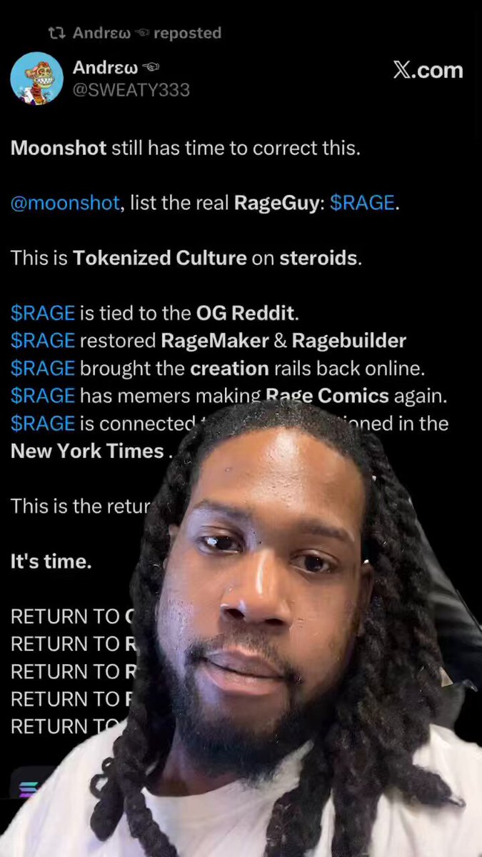 In the image, a man with dreadlocks is posted onto Twitter, where he is described as being correct about the moon shot not being accurate. The post includes a screenshot of his account, possibly the original tweet or a screenshot from another post, that links back to the original message and is titled "Moon Shot still has time to correct this?".
