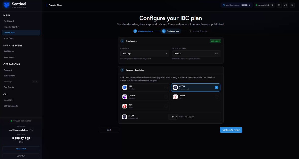 In the image, there is a screen showing a detailed tutorial of setting up an on-chain dVPN subscription plan using the Sentential platform. The tutorial shows different steps for creating and customizing the dVPN plan according to the user's preferences. Users can also choose from various server locations such as AWS, Azure, or any other cloud provider they prefer. The process involves adding servers based on the available options and adjusting prices accordingly. This tutorial is helpful in providing a clear understanding of how an on-chain dVPN subscription works for real users who may be interested in utilizing this service in their everyday life.