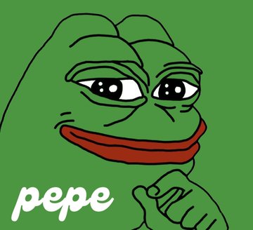 An illustration of the Pepe the Frog meme character with the text "pepe" written below it on a green background.