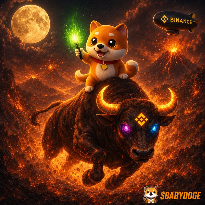 The image features a cartoonish illustration of a brown dog riding atop a black bull with horns. The background shows a fiery scene with a full moon, suggesting that the image might be related to Bitcoin or cryptocurrency. There's also an airbrushed logo in the bottom right corner of the image, which could possibly represent a company or event associated with Bitcoin.