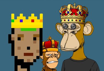 The image features three cartoon characters, two of which are wearing crowns while one is not. The character with the crown appears to be a monkey, while the other two characters are depicted as humans. They are all standing against a blue background, creating an interesting contrast between their cartoon appearances and the color. The caption provided seems unrelated to the image itself but might be there for context or explanation purposes.