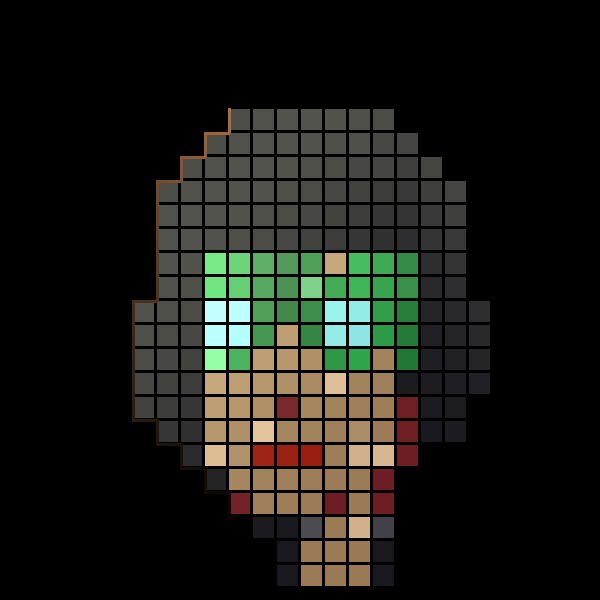 The image features a digital art piece of a person's face made up entirely of small squares or tiles arranged in a grid-like pattern, giving it a pixelated appearance. The person has green eyes and red lips, adding color to the otherwise monochromatic design. The image is accompanied by text that reads "This has to be the most undervalued punk project @BlackLableMiner in the space. Hands down...Just grabbed a few more to celebrate the OS blue check. Again, DYOR...This project has 3 version functions (ie, Art, Miner, Clean) into
