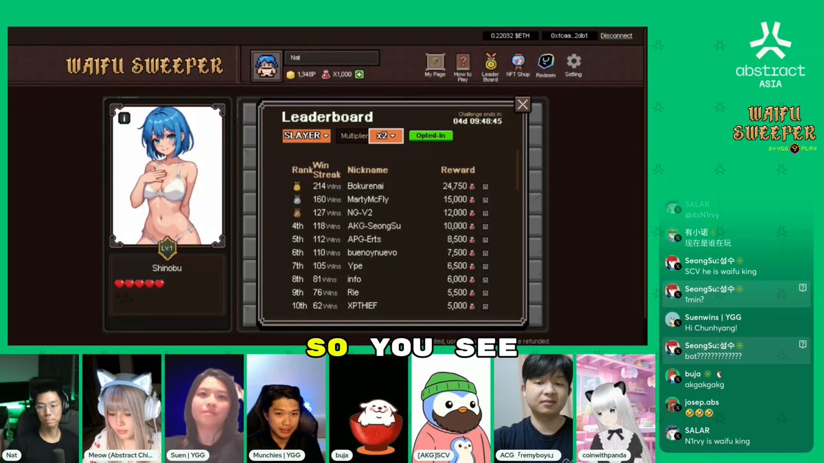 A screenshot showing people with their names, one of which has a name starting with '@' as well. The names include @NFTmunchiess.