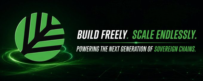 A dark green-themed promotional banner features a circular geometric logo on the left alongside the bold text "BUILD FREELY. SCALE ENDLESSLY." and the tagline "POWERING THE NEXT GENERATION OF SOVEREIGN CHAINS."

The banner visually reinforces the post's enthusiasm for CNPYNetwork by highlighting the project's core message of flexible development and unlimited scaling potential for sovereign chains.