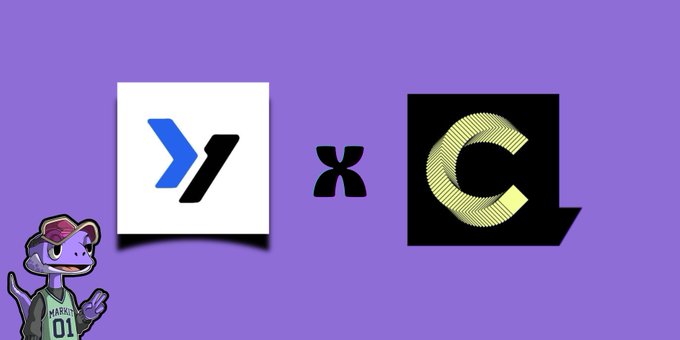 The image features a purple background with white text and logos, including a logo for an app called GM CT just locked up 5,000,000 CC ( ~$750,000 ) and another logo for the company xC CL. The yapperagent.xyz?ref=5JSYP67W is about to change the game in the context of the post on social media platforms.