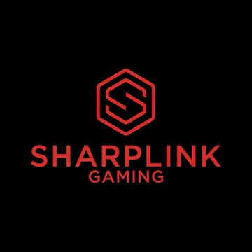 The image displays the Sharplink Gaming logo, featuring a stylized red "S" within a hexagonal emblem on a black background, with the company name "SHARPLINK GAMING" in red text below. This corresponds to the article about TD Cowen lowering Sharplink's price target to $13 from $16 amid revised ether forecasts, while maintaining its Buy rating.