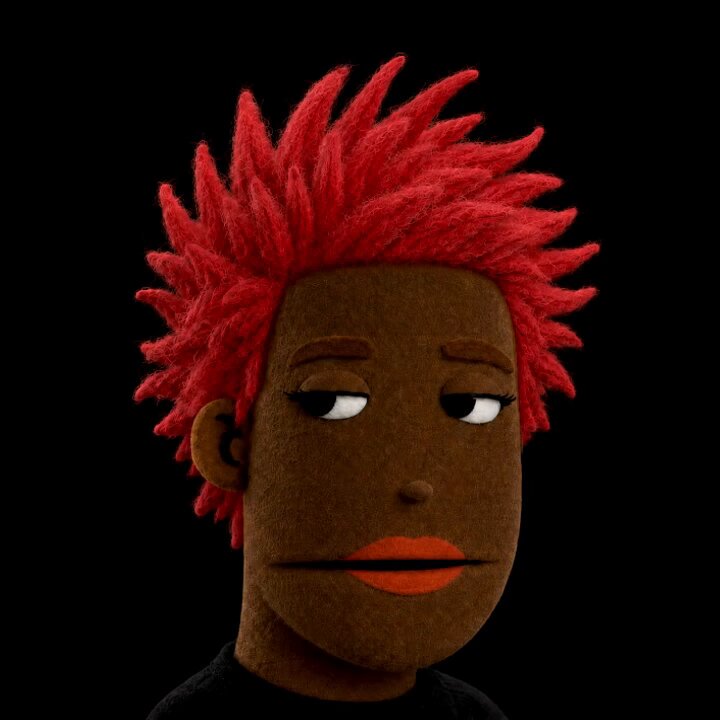 The image features a cartoon character with red hair, wearing a black shirt and looking at the camera. The character appears to be a muppets or a puppet show character, possibly from the Muppets franchise. The caption below the image reads "MuppetPunks are minting on Ethereum soon RT + drop your addys! Stay tuned MuppetFam". This suggests that there might be an upcoming release of new Muppet characters and merchandise related to the popular puppet show series.