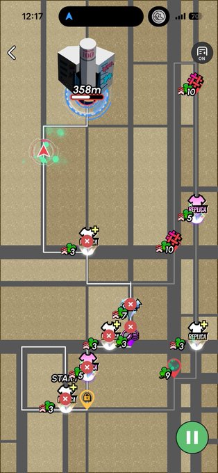 The image shows a map of an area with multiple people, buildings, and roads. The map displays various locations such as a building, a road, and a person. There are also icons representing different elements like a car, a bus, and a train on the map. The post is titled "Heal3" and has a caption that reads: "レアマップ来た！♪ #Heal3 :#Heal3_招待コード : 5NwCRwG142929 #Heal3_ユーザーID : hWw9t4bBNUYPY69KpmD41WQC1Eq1". The post is about a map that shows the location of different people and buildings.