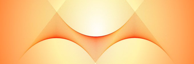An abstract, symmetrical geometric design featuring light yellow and orange shapes with a halftone dot pattern.