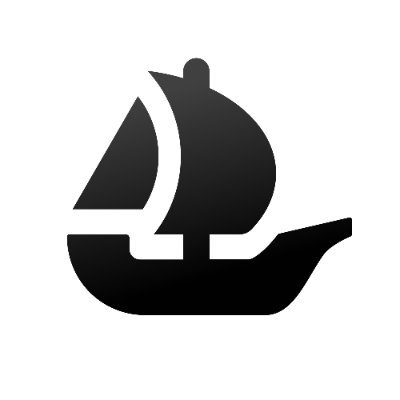 The image features a black and white illustration of a sailboat, which appears to be floating or sailing on an open sea. The boat has a small cabin at its center, suggesting that it could be used for short-distance travel or leisurely outings. The image also includes text in the corner that reads "things that are never happening 1/ OpenSea launching $SEA". This implies that the sailboat is being launched into the ocean by an unseen person, possibly as part of a promotional event or a creative project related to sailing and open waters.