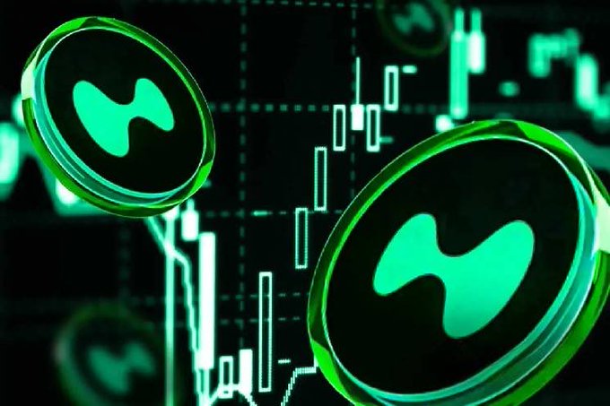 Green HYPE cryptocurrency coins float against a backdrop of a glowing green candlestick chart, visually emphasizing the post's theme of hidden risk beneath seemingly stable price action, with HYPE trading around $52.3 USD after a 30% drop from its $76.7 peak.
