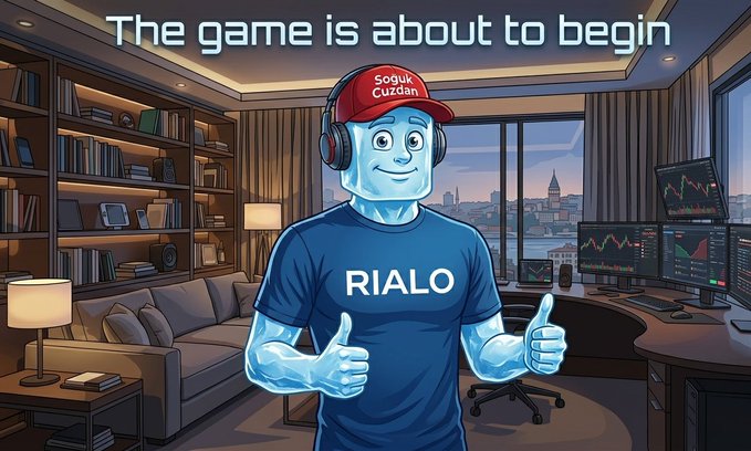 The image features a cartoon character wearing headphones and giving two thumbs up while standing in front of a desk, which has a computer monitor and keyboard on it. The background shows a living room with a couch and a chair. There are also books visible in the scene. The image is related to the post because it promotes Rialo Playground, an app development platform where users can try out applications before committing to them. The cartoon character represents the user experience of the app, giving two thumbs up as if they have successfully tried out and approved the application.