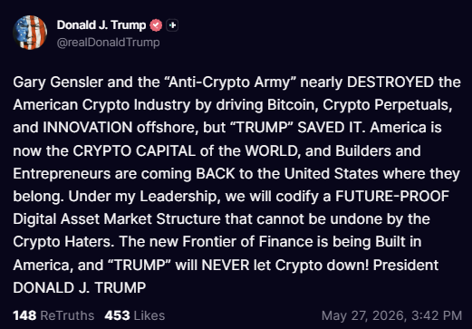 The image shows a Twitter post with a message discussing Bitcoin's value and market trends. It is said that Bitcoin will never hit $100,000 again due to its current growing centralization/commodification of the currency, which has led to a decrease in supply over time. This means that as more and more people own Bitcoins or trade them, their value increases because there are fewer Bitcoins available on the market for everyone else to trade.