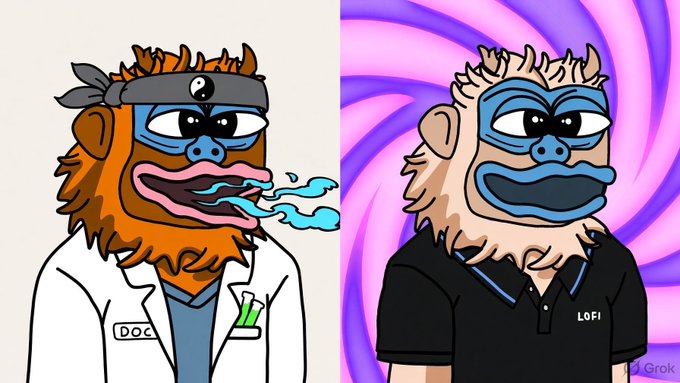 A split cartoon meme contrasts a blue-masked “DOC” character with another blue-masked character wearing a black shirt labeled “LOFI.”