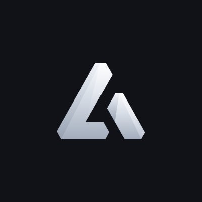 A stylized 3D silver/gray geometric logo resembling the letters 'LA' on a dark gray background.