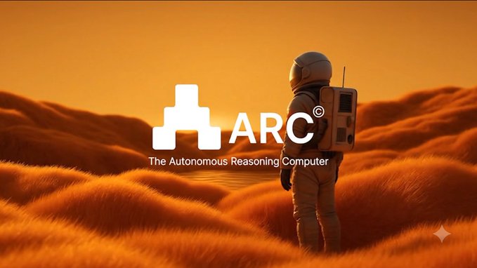 The image features an astronaut standing in a desert-like environment, wearing a white helmet and carrying a backpack. The caption of the image reads "Good Morning $ARC Fam The real divide is here. Stop thinking about who has AI and who doesn'n. Start thinking about who can direct agents and who can't. This is your onchain edge. ARC was built so you're never the one who needs a".