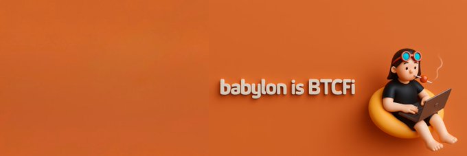 The image features an illustration of a cartoon character sitting on a yellow bean bag chair with a laptop computer placed on their lap. The background color of the image is orange, which complements the cartoon character's outfit. Below this image, there is text that reads "Today marks the end of my role as the @babylonlabs_io Korean Community Manager. Since September 2025, I've been at the heart of Bitcoin financial infrastructure alongside Babylon, where I believe I've learned a great deal and grown tremendously". The combination of the cartoon character and the text creates an interesting visual contrast that highlights the importance of the post's message.
