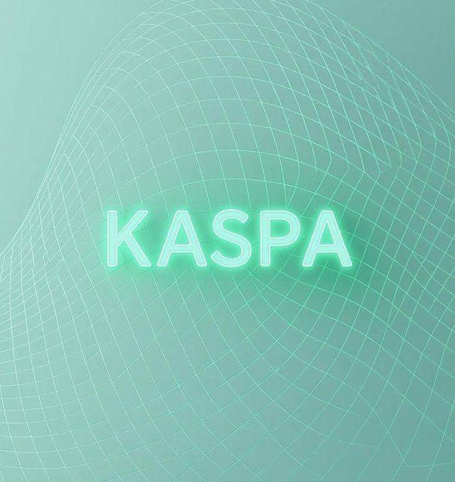 The image features a neon green logo for Bitcoin, which reads "KASPA" in white letters against a light blue background with a grid-like pattern. Below this, there are descriptions of various cryptocurrencies such as Bitcoin, Solana, and Ripple, along with their respective values. The post also includes the words "BTC is slower than my left toe", "ETH is an overinflated dinosaur", "SOL is decent but lacks security", "SUI is a centralised VC asset", "ADA has Charles (sorry-not-sorry! LOL)", and "XRP runs off paid marketing".