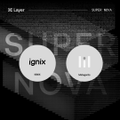 The image shows a minimalist dark gray/black graphic with the word "SLIDER" faintly visible in the background and two circular icons in the center: one labeled "okx" (referring to OKX) and another labeled "ai," alongside the "SLIDER" branding and text "A New Beta" in the corners. This visual appears to represent the partnership or integration between OKX's AI platform and the Slider project, directly tying into the post's discussion about Ignixbot on okx.ai, which enables AI agents to issue tokens seamlessly on the platform beyond just meme coin launches.