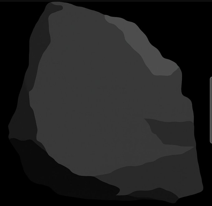 A dark, abstract digital illustration showing layered, irregular gray and black shapes forming a rough silhouette against a black background.