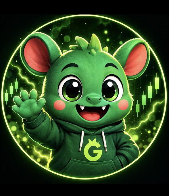 A cute green cartoon creature waves cheerfully while wearing a hoodie emblazoned with a "G" logo, set against a neon green circular backdrop featuring lightning bolts and candlestick chart patterns—fitting visuals for the launch of the memecoin $Gremble. The address "55wNKcF14DxhfC4Wkh6vLPfhZEsiZUJxG5XKRGMWpump" is shared in the post for trading.