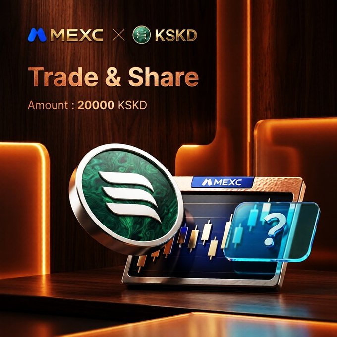 The image features a promotional poster of MEXC and KSKD announcing an exciting new event related to trading or investing, where users can win up to 20,000 KSKD. The prize pool is available for 100 UST (us dollars) per trade or 1000 USDT (dollars). To enter the competition, participants need to buy a certain amount of cryptocurrency at a specific price, typically set by MEXC and KSKD, using their own trading platform or currency exchange service. This event encourages new users to join the market while also promoting trust in the existing infrastructure within the space.