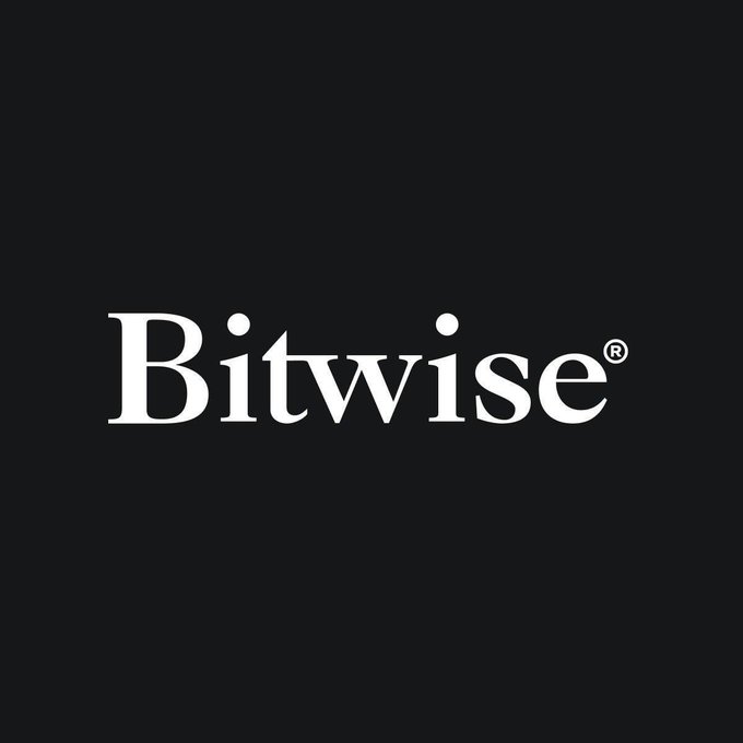 The image displays the Bitwise logo in white serif text on a black background, with a small ® registered trademark symbol. It relates to the post by showcasing Bitwise's branding as the company expands its validator operations across Solana, Cosmos, and Injective networks.