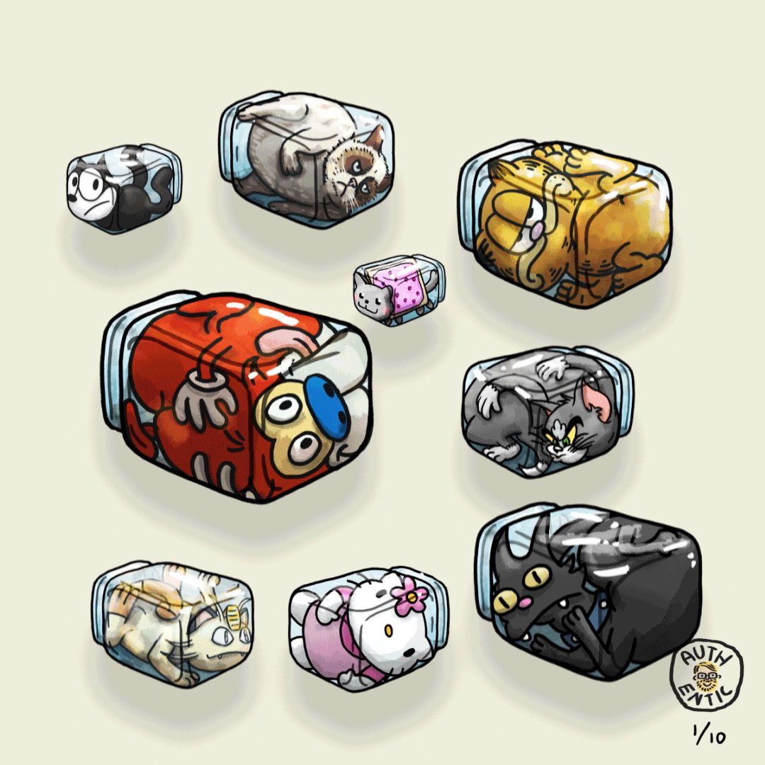 The image features a collection of cartoon animals, including cats, dogs, and other creatures, all trapped inside glass jars or containers. The animals are depicted with various colors and sizes, creating an interesting and whimsical scene. The caption below the image reads "I love @bryanbrinkman Artwork". This suggests that the artist who created this artwork has a fondness for Bryan Brinkman's work and appreciates his unique style or artistic approach to the subject matter.

The animals are arranged in a grid-like pattern, with each jar containing one or more of these cartoon characters. The image is visually appealing due to its playful nature and the use of everyday objects like glass jars as a canvas for art.