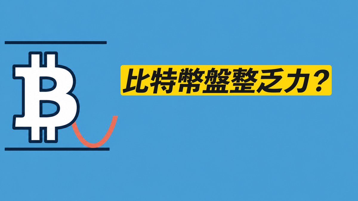 A blue graphic featuring the Bitcoin logo with a question mark incorporated into the design, alongside Chinese text that translates to 'Bitcoin consolidation continues?'