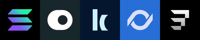 A row of five cryptocurrency project logos displayed side by side, including Solana, OnRe (with its distinctive "o" symbol), Kamino ("k"), Loopscale, ExponentFinance, and another "F" branded project, visually showcasing the Solana DeFi ecosystem referenced in the post.