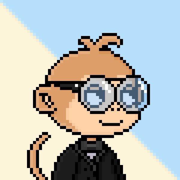 A pixel art image of a bald monkey character wearing sunglasses and a black hoodie, likely representing the MonkeyHoodNFT mascot featured in the post announcing a platform launch on the Robinhood app.