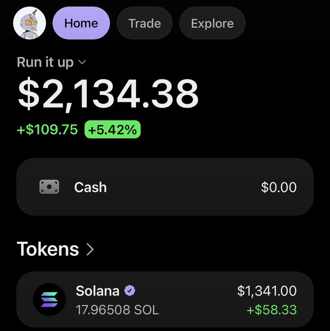 A screen displaying a summary of cryptocurrency trading activities with a prominent focus on the coin Solana. The text at the top reads "I don't like the new @phantom update" which could be referring to the new update or feature in the cryptocurrency trading app, and below it there is a description of a sent addy for Solana, along with its price tag.