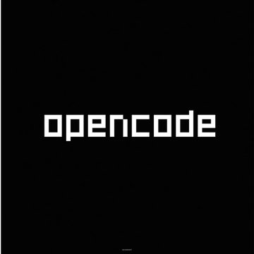 A black image displays the white "opencode" logo in lowercase pixelated font, reinforcing the OpenCode branding announced alongside the news that Grok 4.6 is now live on the platform.