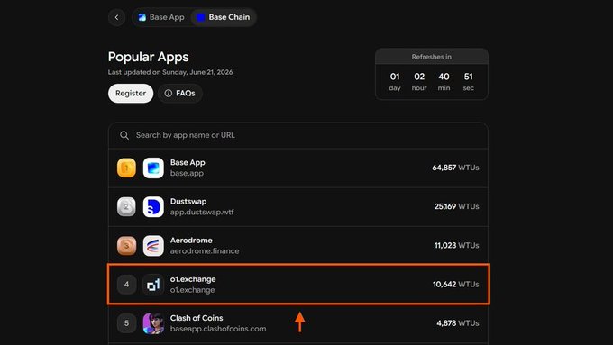 The image shows a computer screen displaying a list of popular apps available for download. The app names are displayed, including "Base", "Chrome", "Duckduckgo", and "Coinbase". There is also an orange arrow pointing towards the app named "Chrome" on the left side of the screen. The image does not provide any information about the post or its content.