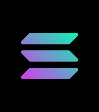 The image shows the Solana (SOL) logo—a stylized three-bar emblem with a purple-to-cyan gradient—set against a black background. It visually represents the cryptocurrency referenced in the post, which cites a 6% probability that Solana finishes the year above $500.